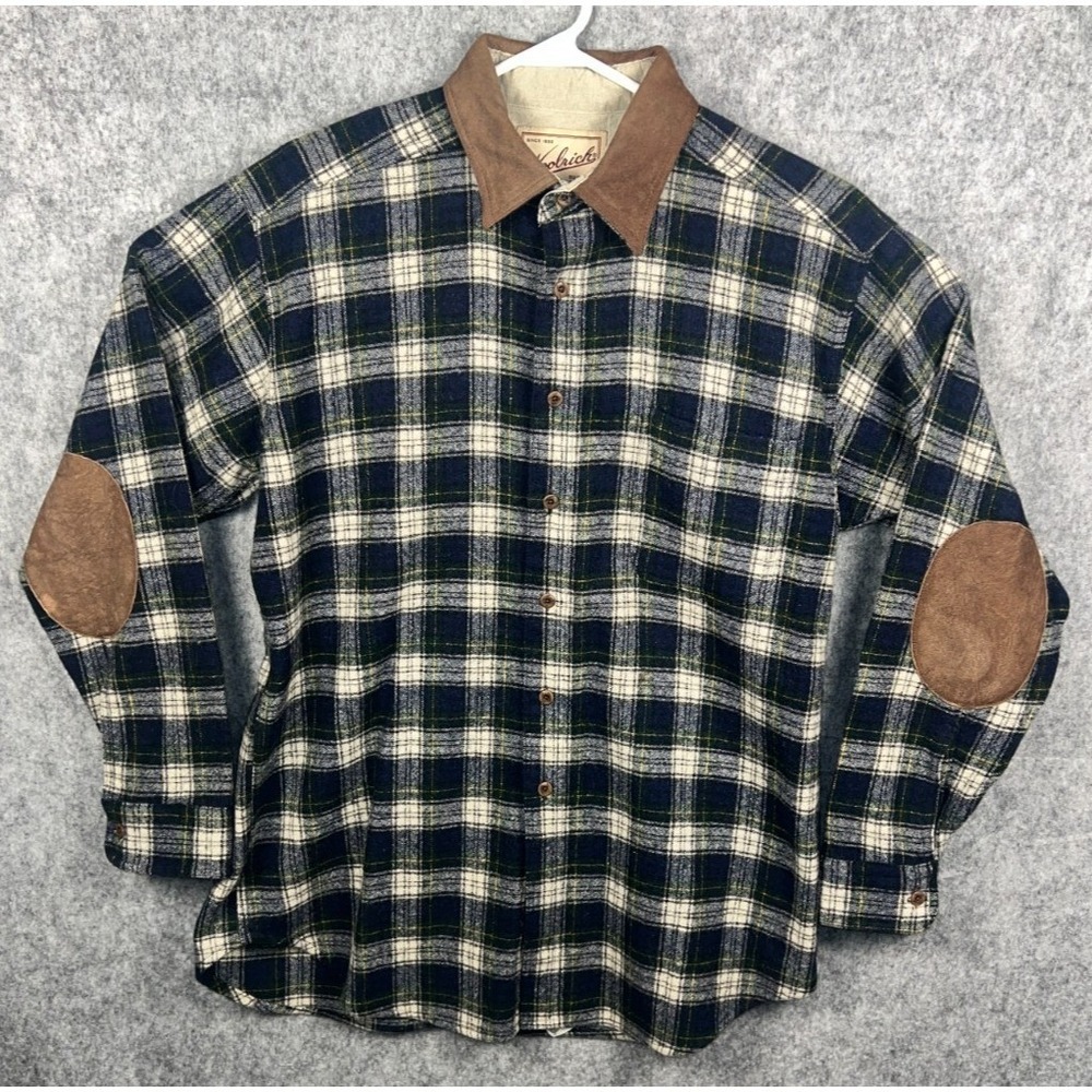Woolrich Vintage Long Sleeve Flannel Shirt Men's Large Made in USA Plaid EUC